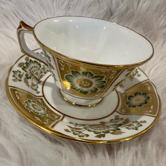 Royal crown Derby Panel Green tea cup and saucer